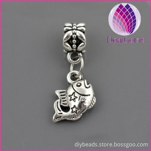 DIY Big Hole Bracelet Beads Alloy Fish Pendant
